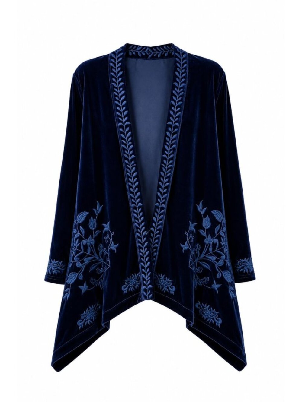 Womens Embroidered Kimono Cardigan Velvet Blazer Open Front Kimono Top Boho